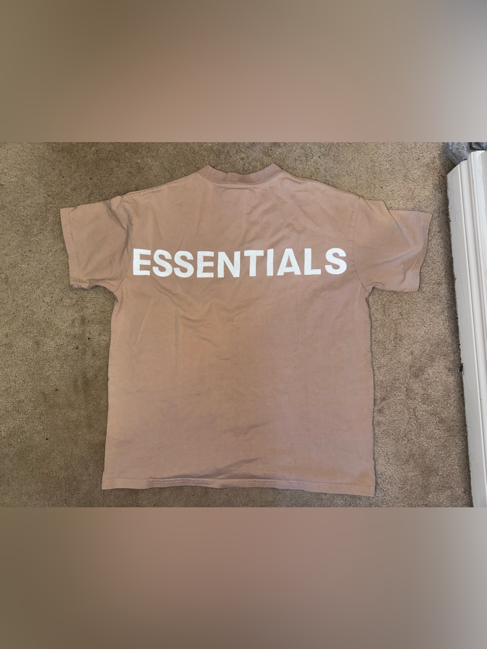 Men’s Essentials Short-Sleeve Logo Tee in Taupe with White Print